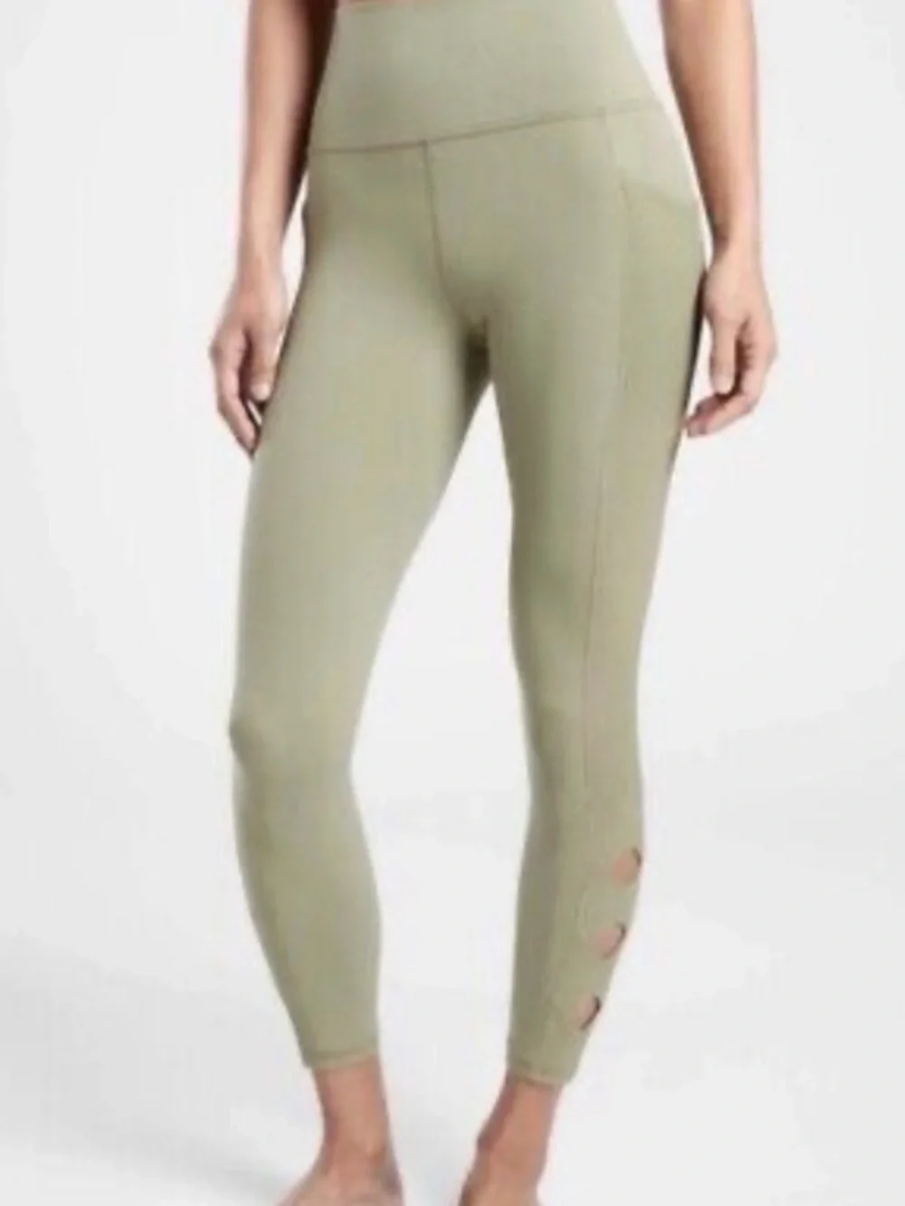 Athleta Olive Sage High-Rise Seam Detail Leggings with Cutout Accents - Picture 9 of 14